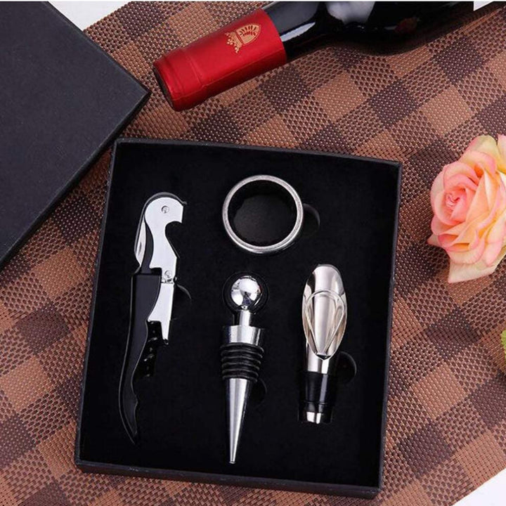 Set accesorii vin, 4 piese, cutie cadou - Delicatessen Delicatessen accesorii bauturi