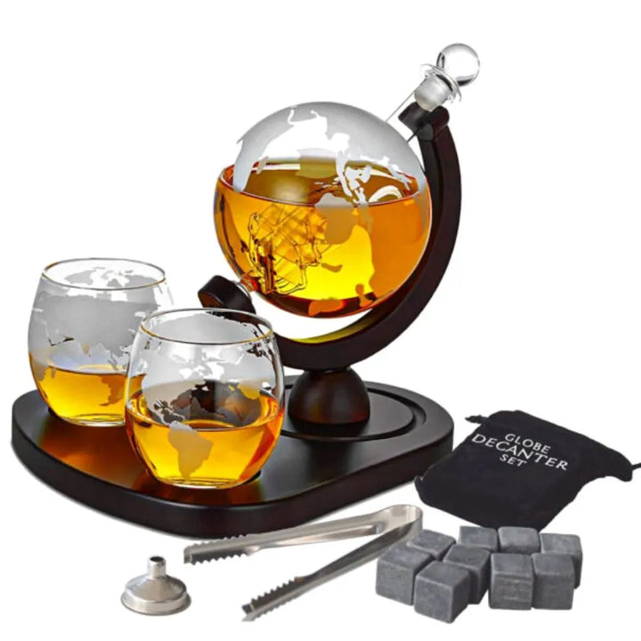 Set cadou decantor Glob Pamantesc cu doua pahare Deluxe - Delicatessen Delicatessen accesorii bauturi